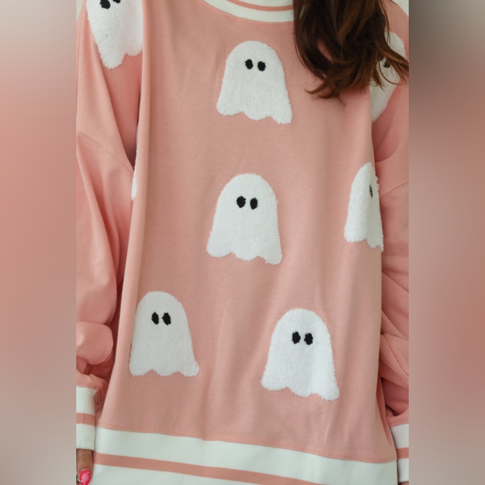 Pink Ghost Pattern Sweater - Picture 3 of 5